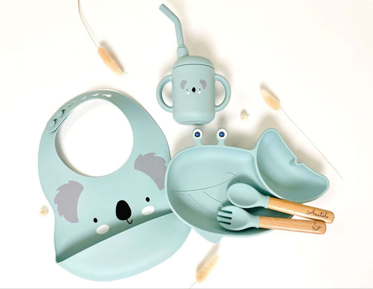 Les petits citrons - Pack repas + bavoir + verre à paille