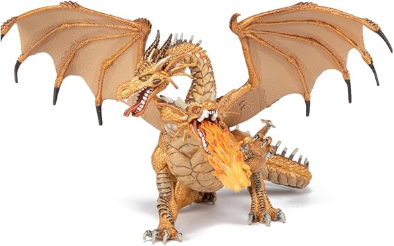 Papo - figurine - Dragon d'or à deux têtes