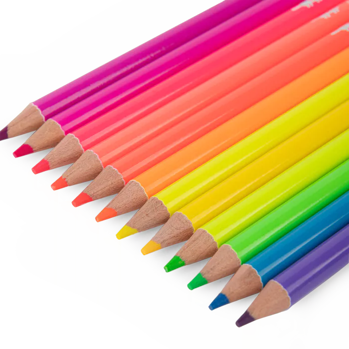 12 crayons de couleur néon - Moulin Roty