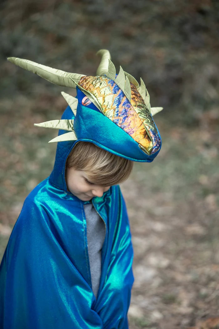 Cape de dragon vert émeraude irisé - halloween - 5-6 ans+