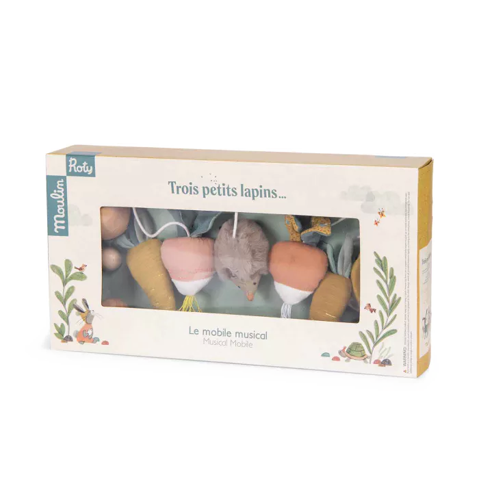 Moulin roty - mobile musical croisillon - trois petits lapins