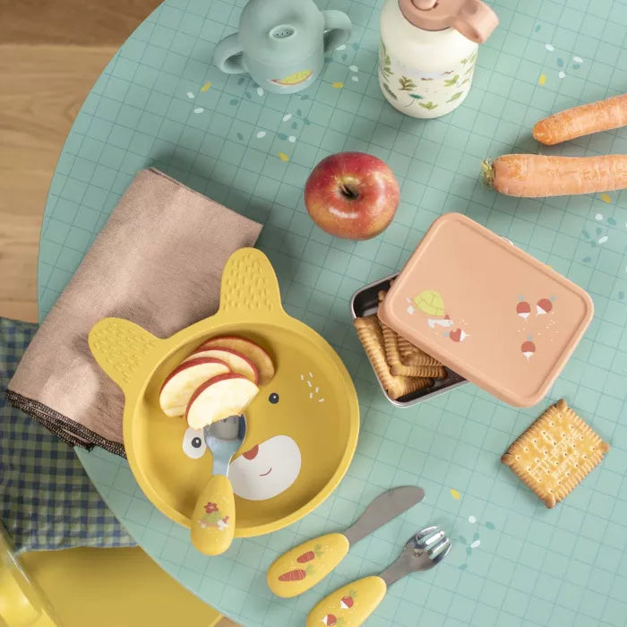 Moulin Roty - Set couverts silicone - trois petits lapins