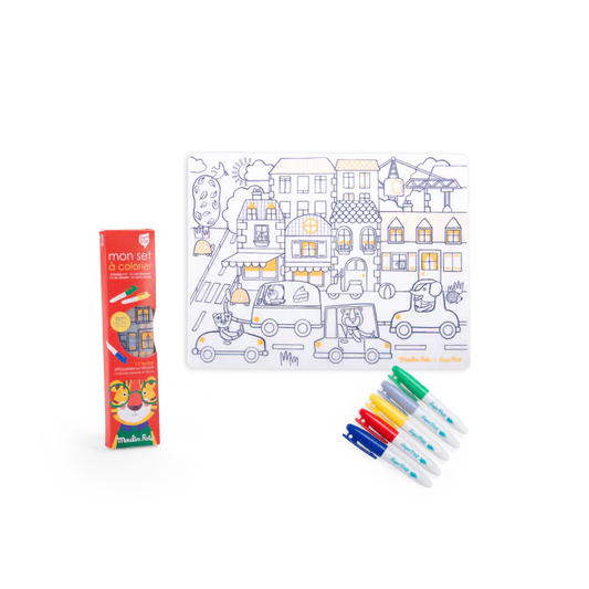 Moulin roty - les popipop - Set en silicone à colorier + 5 feutres