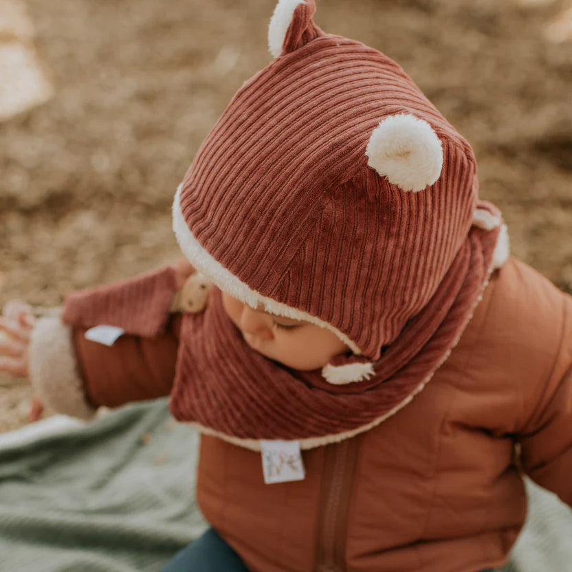 Bonnet en velours framboise - rien que des bêtises -12/18 mois