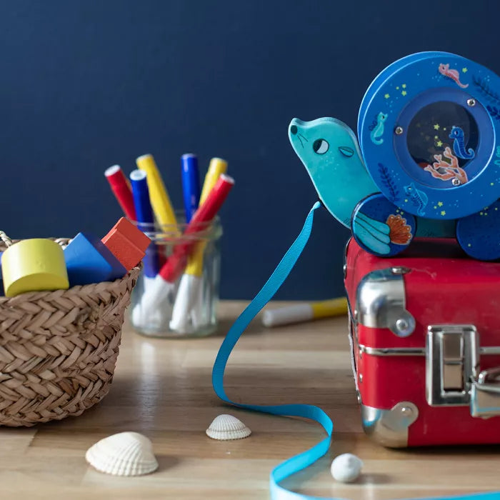 Moulin roty - Les Aventures de Paulie - Jouet à tirer en bois Otarie -10mois+