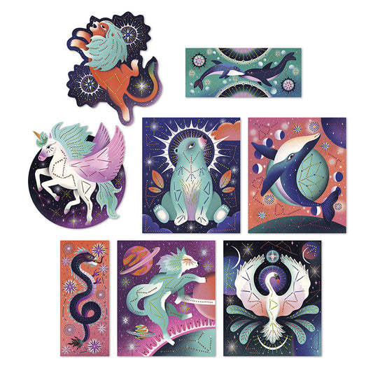 Janod - Peinture pointillisme 3D Animaux cosmiques - Kit créatif
