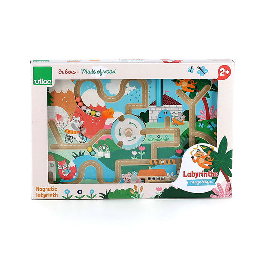 Vilac - Labyrinthe magnétique en bois - Animaux rigolos - 2 ans+