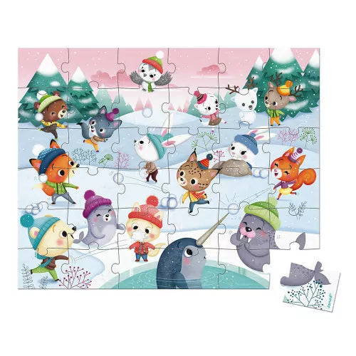 Janod - Puzzle Bataille de boules de neige 36 pièces - 4 ans+