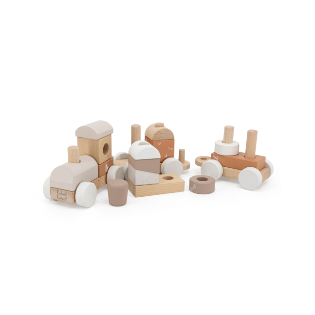 Label Label  Train empilable en bois - Nougat