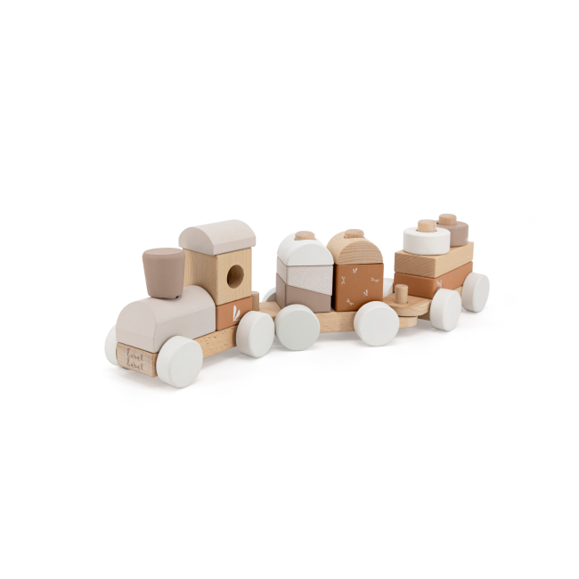 Label Label  Train empilable en bois - Nougat