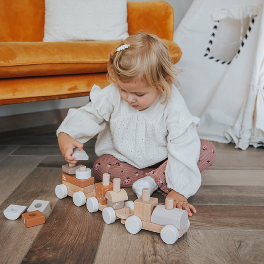 Label Label  Train empilable en bois - Nougat