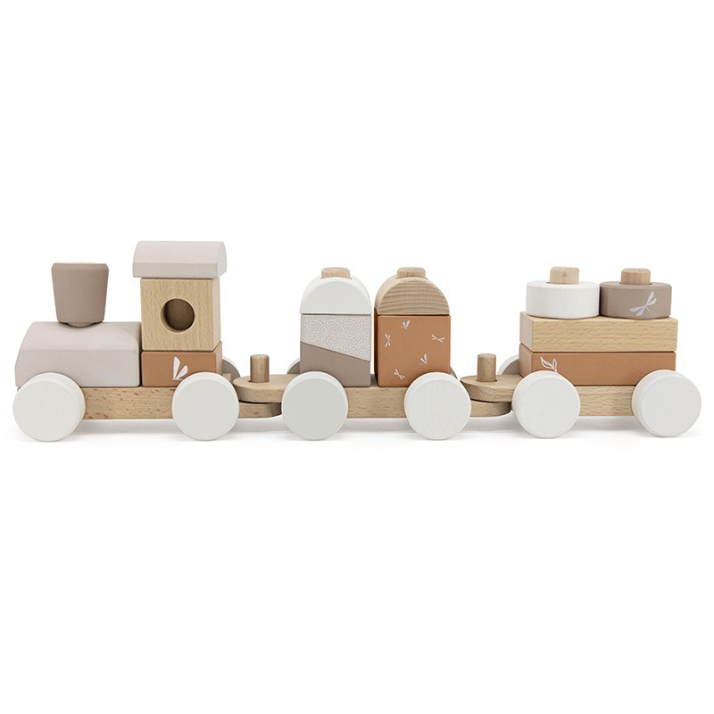 Label Label  Train empilable en bois - Nougat