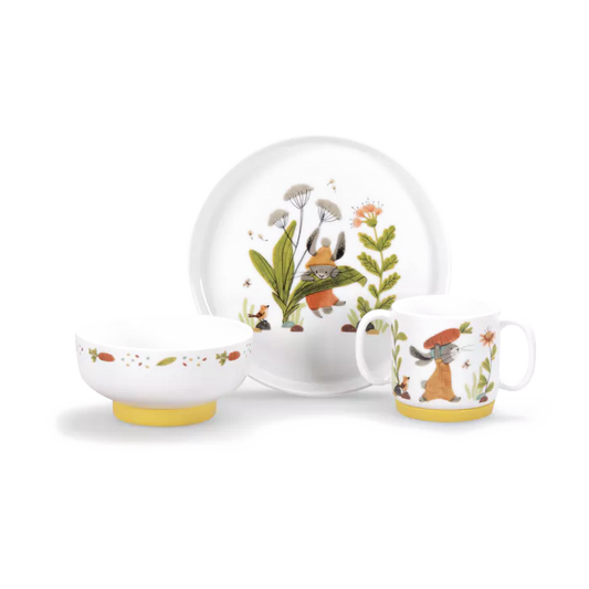 Moulin Roty - Set vaisselle porcelaine - trois petits lapins