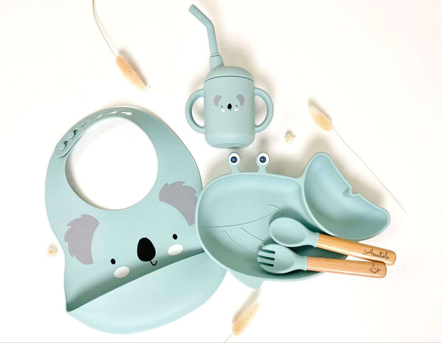 Les petits citrons - Pack repas + bavoir + verre à paille