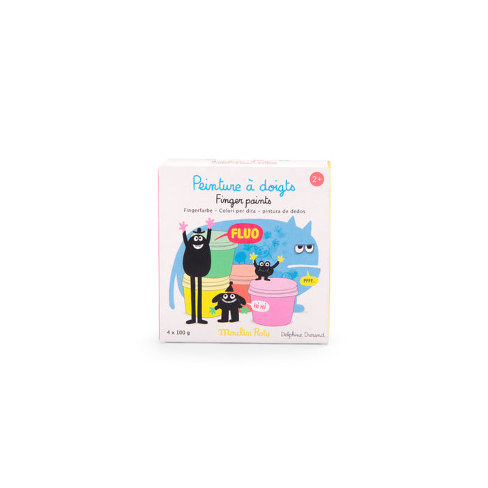 Moulin Roty - les Schmouks - 4 pots de peinture à doigts fluo - 2 ans+