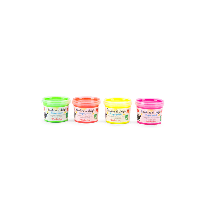 Moulin Roty - les Schmouks - 4 pots de peinture à doigts fluo - 2 ans+