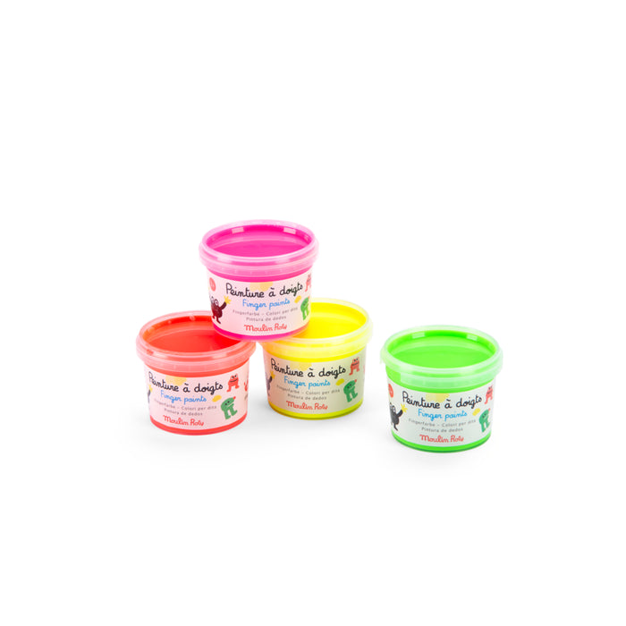 Moulin Roty - les Schmouks - 4 pots de peinture à doigts fluo - 2 ans+