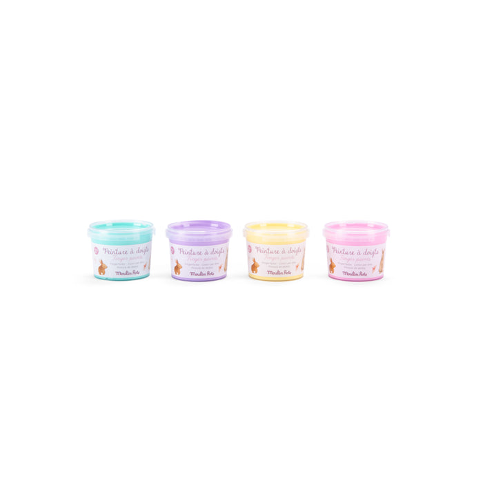 Moulin Roty - Les Rosalies - 4 pots de peinture à doigts pastel - 2 ans+
