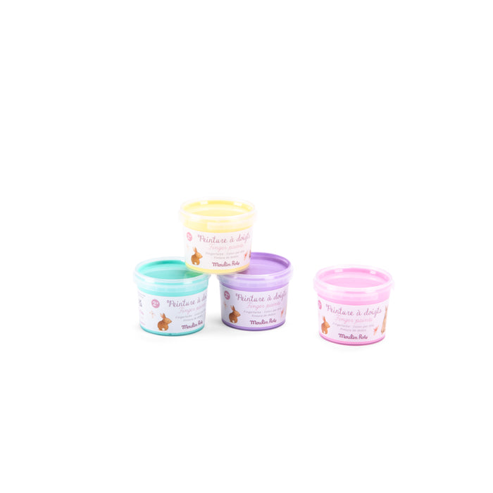 Moulin Roty - Les Rosalies - 4 pots de peinture à doigts pastel - 2 ans+