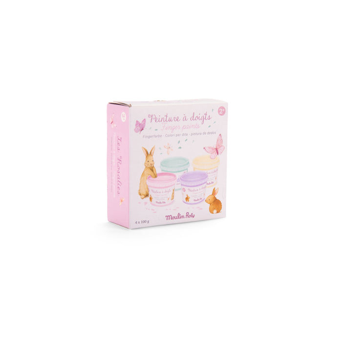 Moulin Roty - Les Rosalies - 4 pots de peinture à doigts pastel - 2 ans+