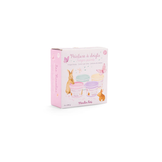 Moulin Roty - Les Rosalies - 4 pots de peinture à doigts pastel - 2 ans+
