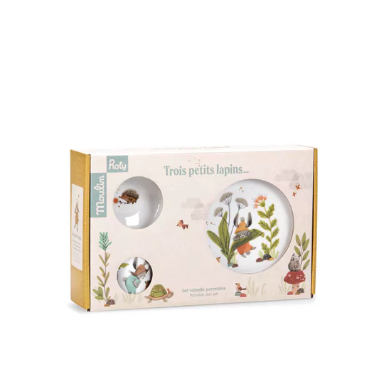 Moulin Roty - Set vaisselle porcelaine - trois petits lapins