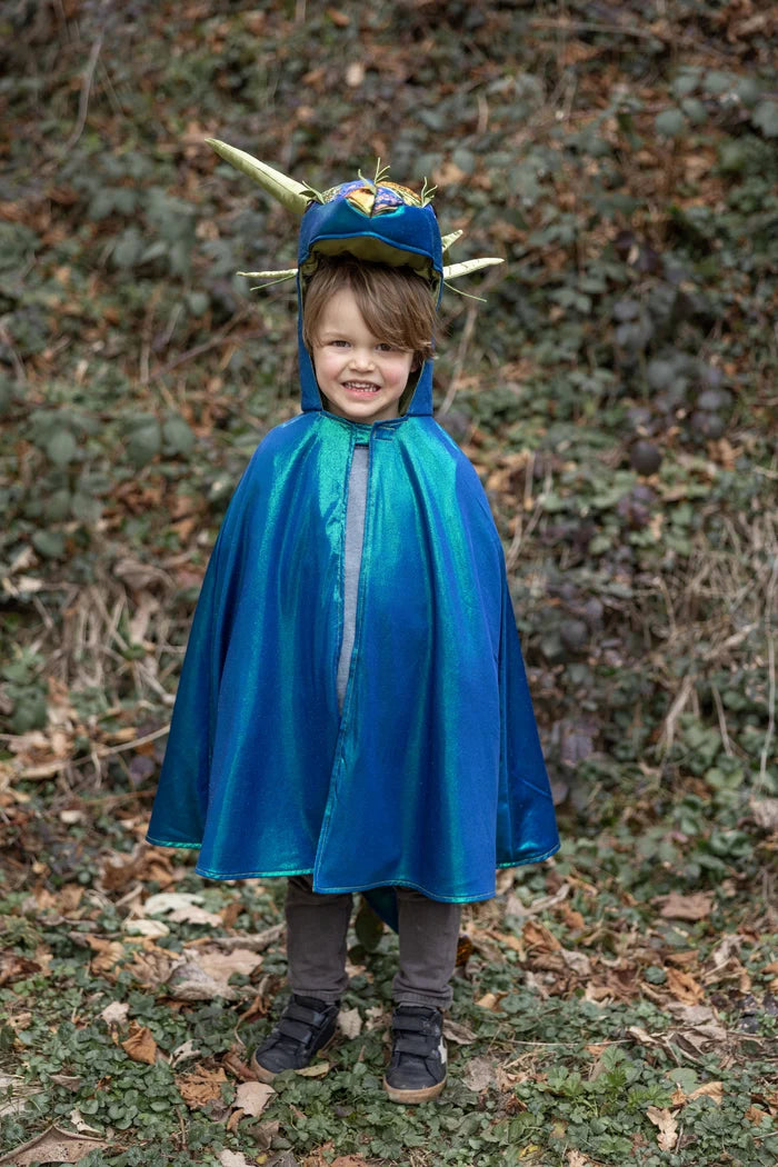 Cape de dragon vert émeraude irisé - halloween - 5-6 ans+
