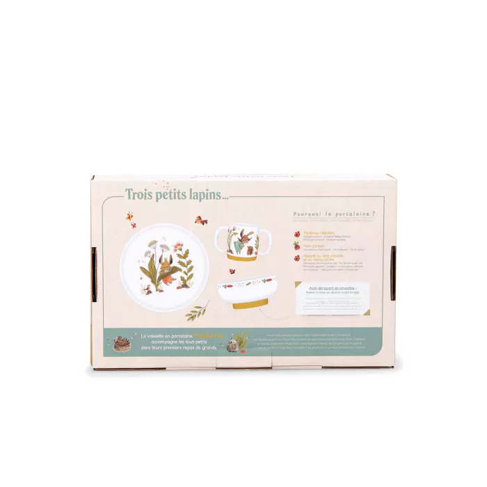 Moulin Roty - Set vaisselle porcelaine - trois petits lapins