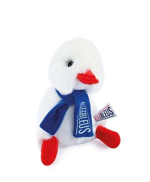 Doudou et Compagnie - Cocorico Equipe de France Paris 2024- Peluche poussin Cocorico blanc avec écharpe supporter - 20 cm
