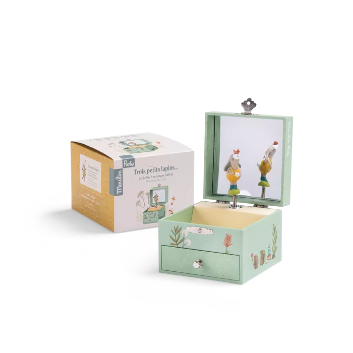 Moulin Roty - boîte à musique coffret - trois petits lapins - naissance+