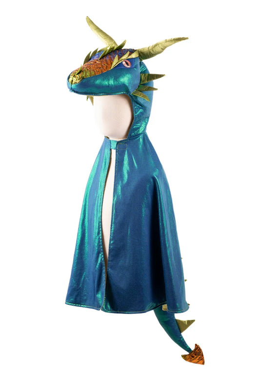 Cape de dragon vert émeraude irisé - halloween - 5-6 ans+