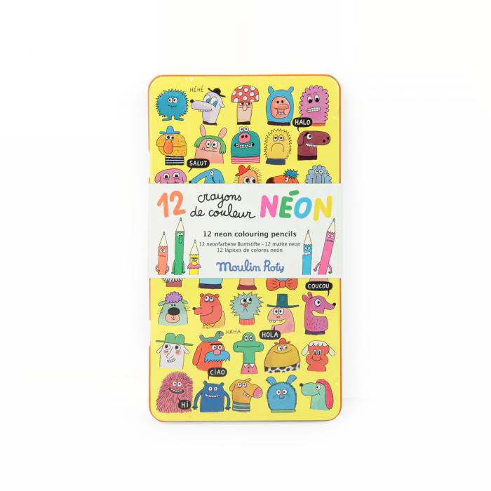  Crayons de couleur fluo pour enfants, 12 pièces, Moulin Roty