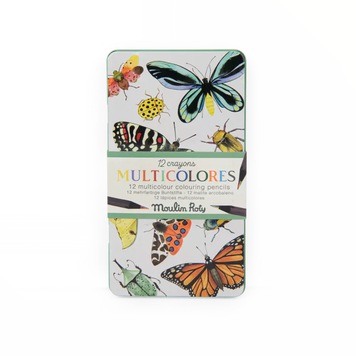  Crayons de couleur multicolores pour enfants, 12 pièces, Moulin Roty