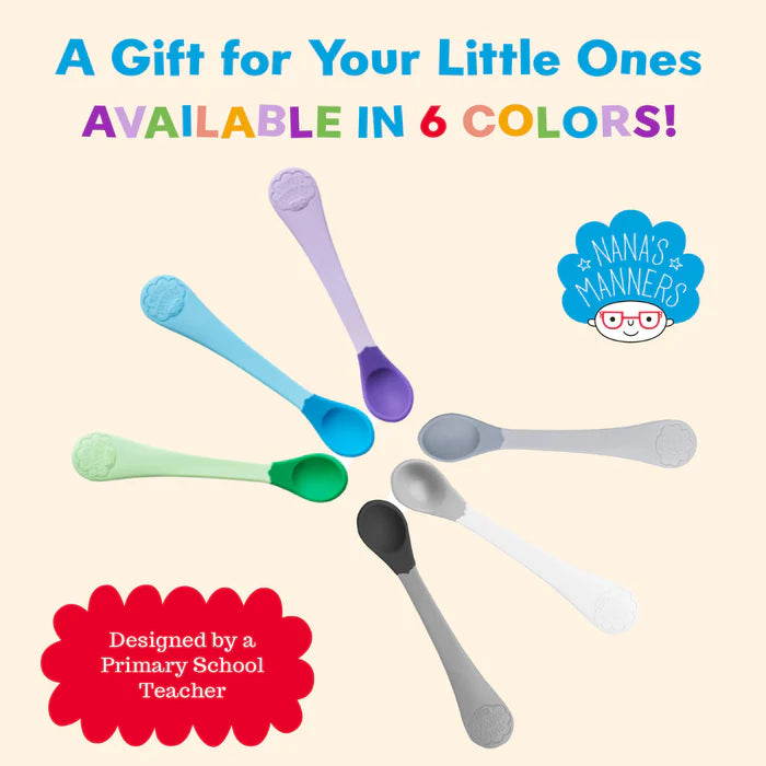Nana's manners -Étape 1 - cuillères de sevrage - Lot mixte de 3 (violet, bleu, vert)