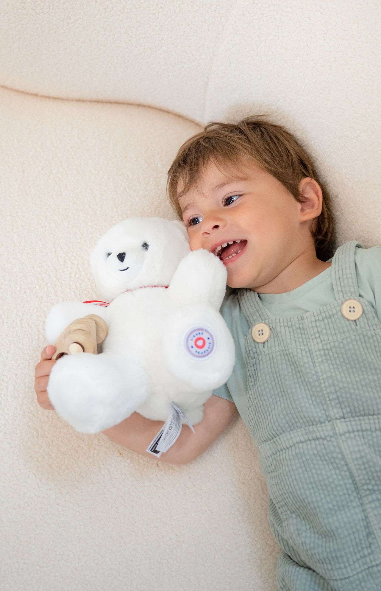 Doudou et compagnie - Ours en Peluche Articulé Français -  25 cm -  Blanc naissance+ 👶Naissance+