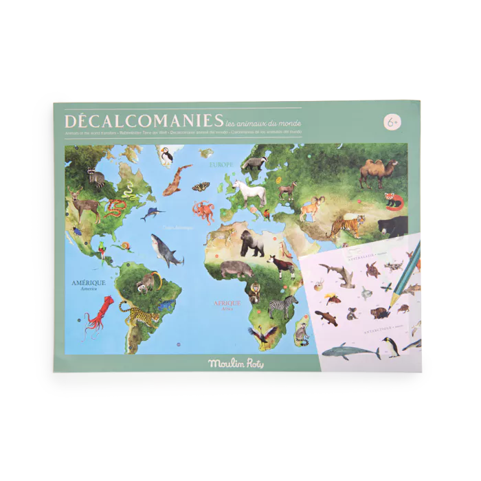 Moulin roty - Tout autour du monde - Mappemonde avec décalcomanies - 3 ans +