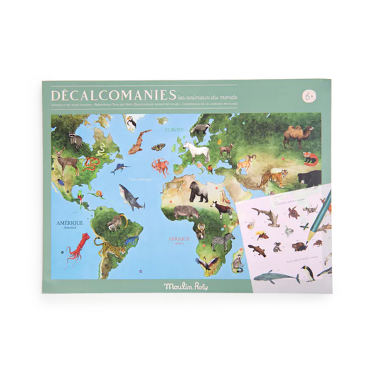 Moulin roty - Tout autour du monde - Mappemonde avec décalcomanies - 3 ans +