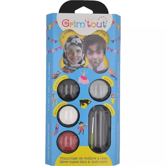 Palette de Maquillage de Fête 4 couleurs x 4 ml - Chevalier et Vampire - halloween - Grim'tout