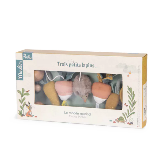 Moulin roty - mobile musical croisillon - trois petits lapins