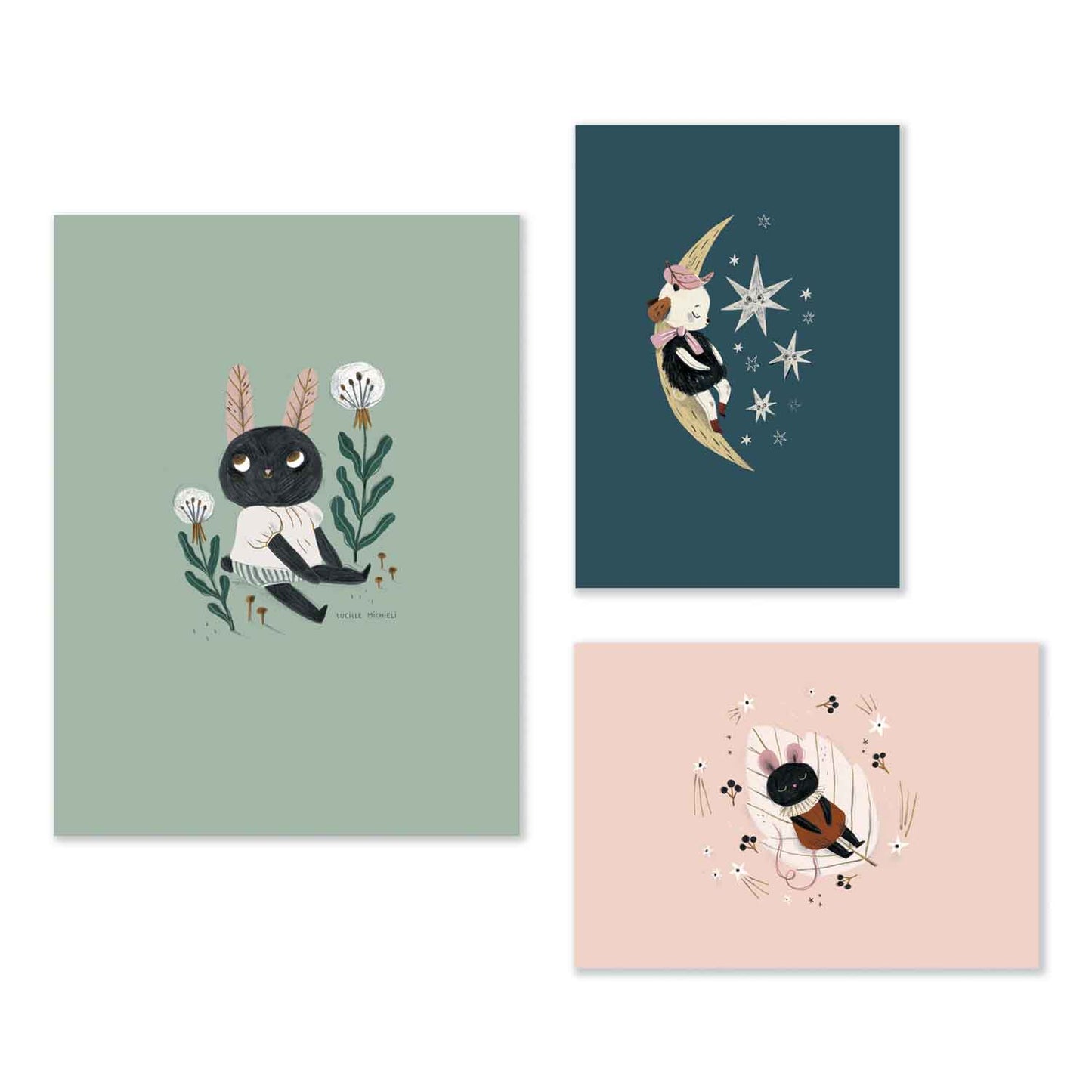 Moulin roty - Set de 3 affiches Après la pluie - naissance+