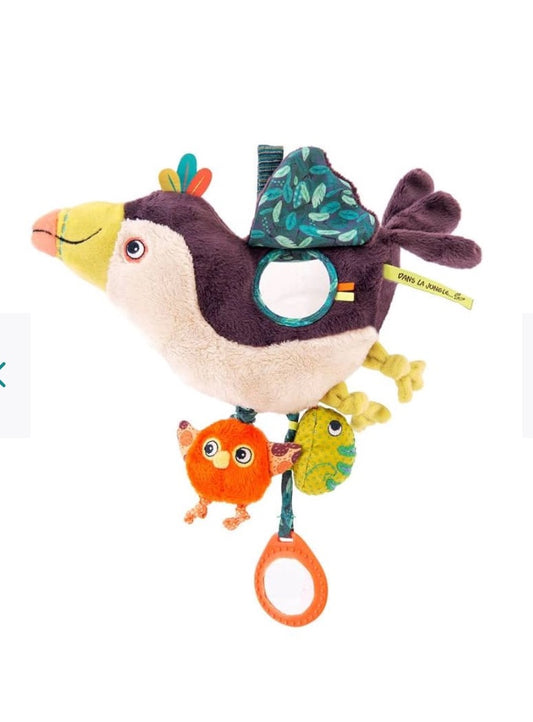 Moulin Roty - Peluche d'activités à suspendre - Pakou le toucan - Dans la jungle 👶3 mois+