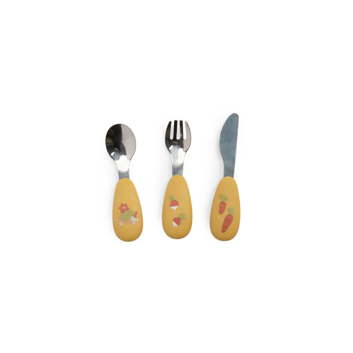 Moulin Roty - Set couverts silicone - trois petits lapins