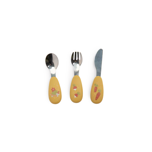 Moulin Roty - Set couverts silicone - trois petits lapins