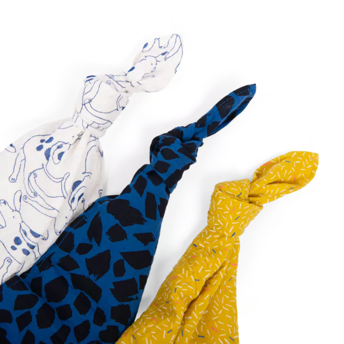 Moulin roty - set de 3 langes imprimés - puce et pilou