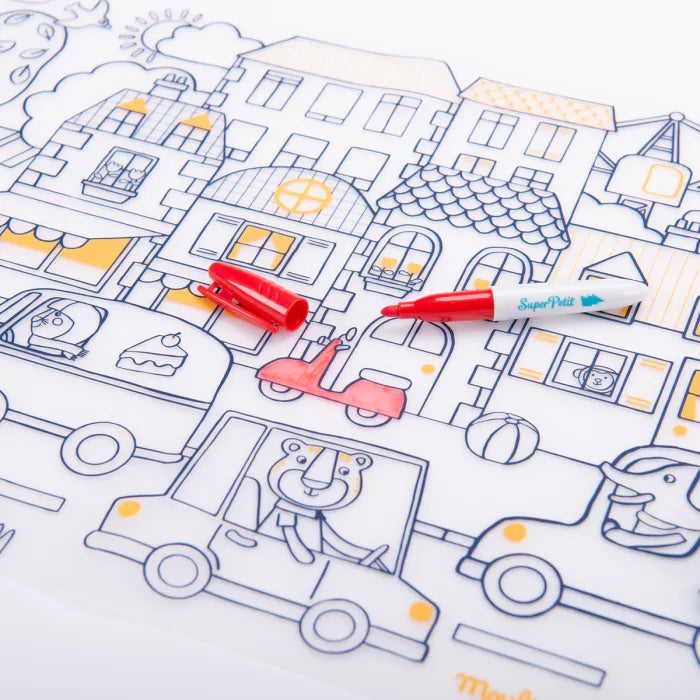 Moulin roty - les popipop - Set en silicone à colorier + 5 feutres