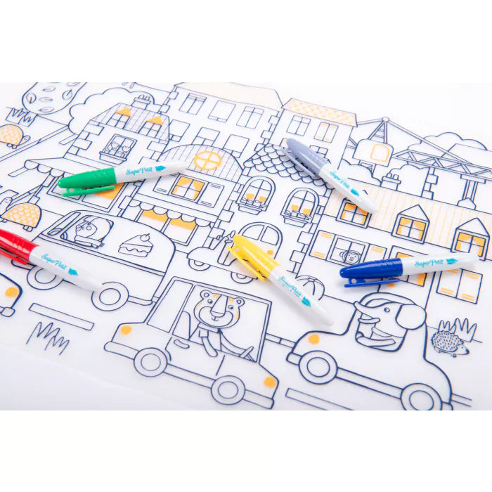 Moulin roty - les popipop - Set en silicone à colorier + 5 feutres