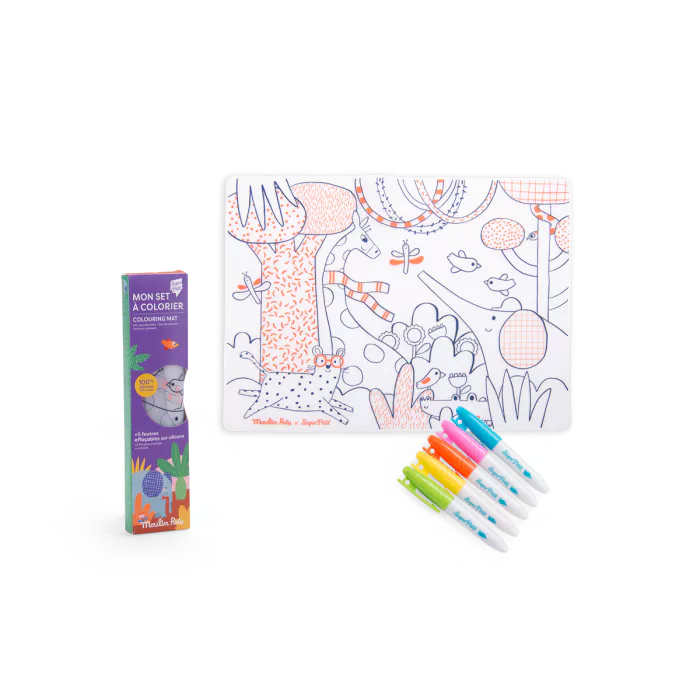 Moulin roty les toupitis Set en silicone à colorier + 5 feutres