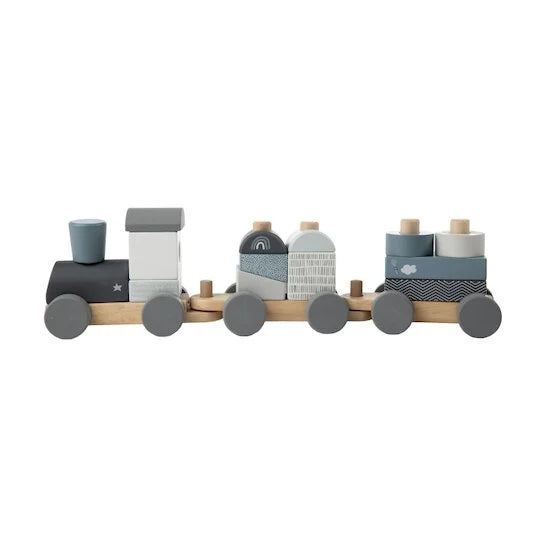 Label Label - Train empilable en bois - Bleu 👶1 an+