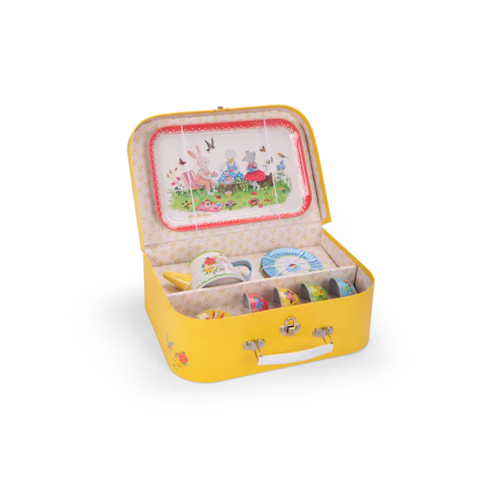 Moulin roty - La Grande Famille -  Valise dinette set de thé en métal - 3ans+