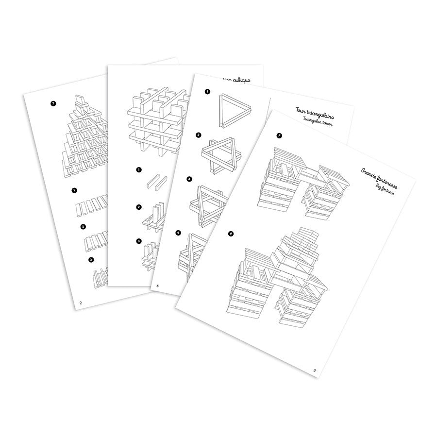 Vilac - Jeu de construction en bois, Batibloc Classic 100 planchettes - 3 ans+